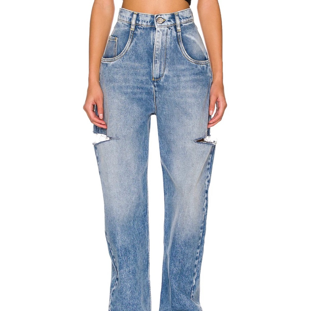Margiela wide leg slash cut out jeans